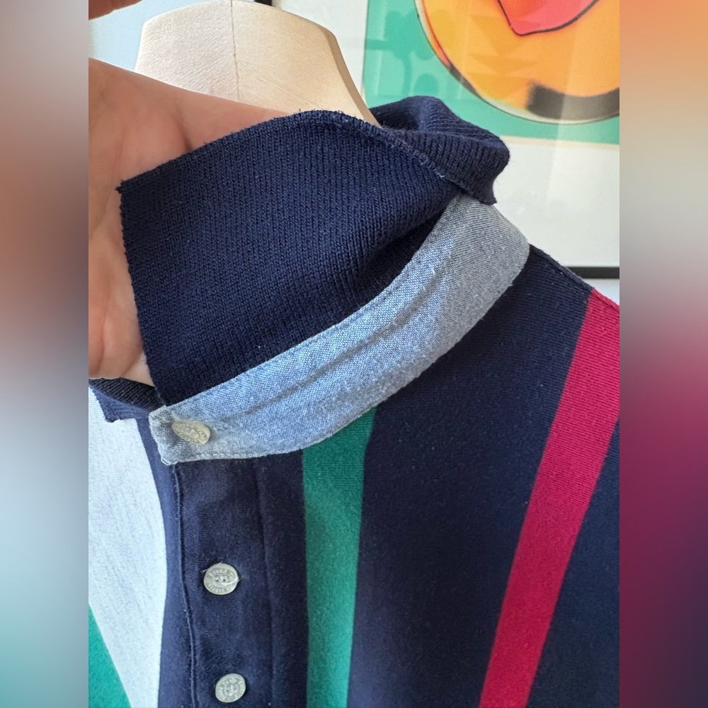 Knights Of The Round Table VTG Polo Shirts S/S Bundle Of 2 Multi Colour Strip L - Picture 5 of 11